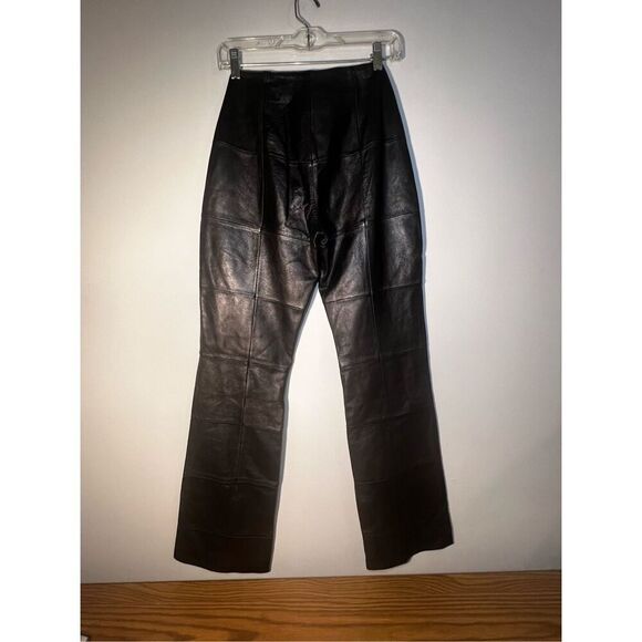 Y2K 100% Leather Black pants boot cut| size 4 - Picture 6 of 9